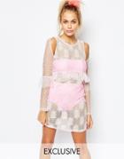 The Ragged Priest X Joanna Kuchta Sheer Dress With Frill Peplum Hem - Pink