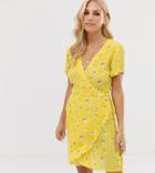 Stradivarius Wrapped Short Dress In Yellow - Yellow