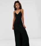 Asos Design Tall Exclusive Textured Button Through Cami Maxi Dress - Red