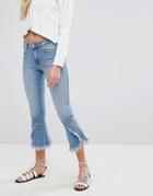 Mango Kick Flare Frayed Hem Jeans - Blue