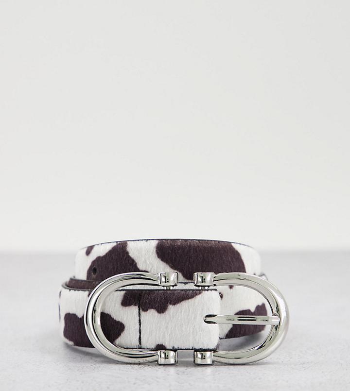 Glamorous Exclusive Waist And Hip Jeans Belt In Cow Print With Silver Hardware-multi