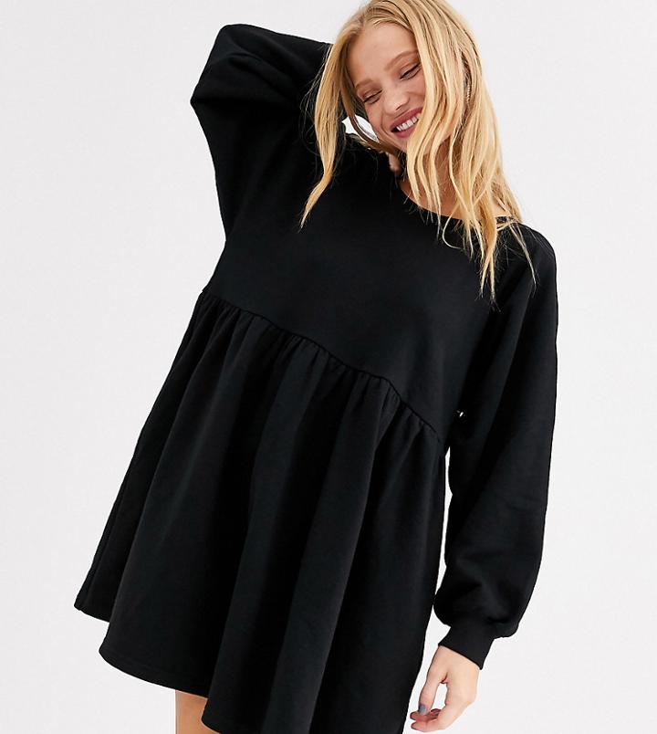 Monki Mini Smock Dress In Black