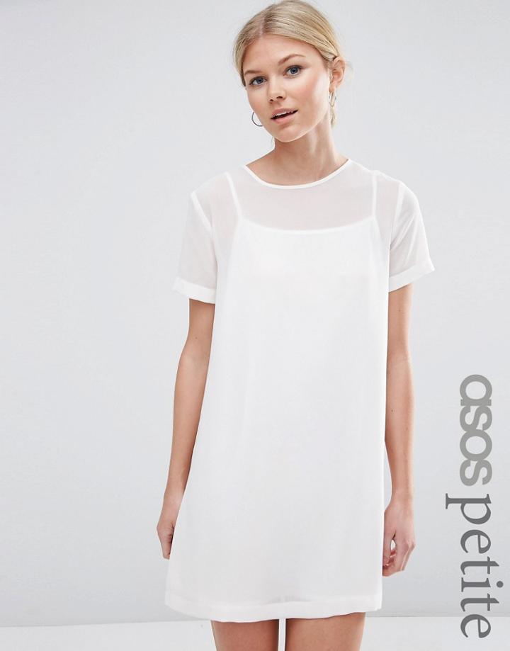 Asos Petite Sheer Shift Dress - Ivory