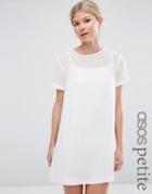 Asos Petite Sheer Shift Dress - Ivory