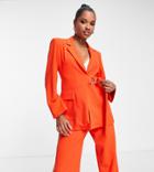 Asos Design Petite Jersey Suit Utility Blazer With D-ring Detail In Red