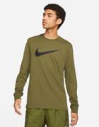 Nike Swoosh Pack Long Sleeve T-shirt In Khaki-green