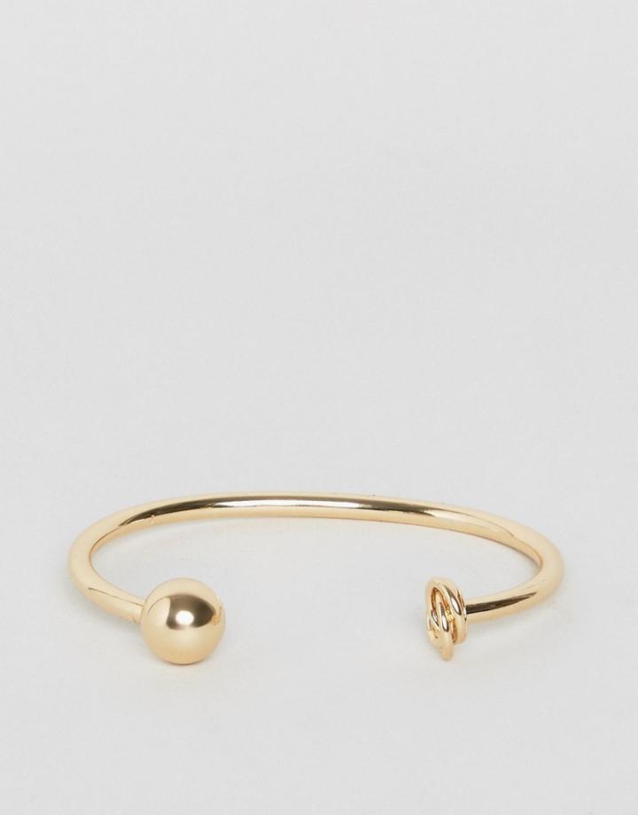 Asos Knot And Ball Cuff Bracelet - Gold