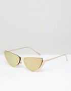 Asos Sliced Top Extreme Cat Eye Sunglasses - Gold