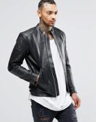 Diesel L-marton Leather Biker Jacket - Black