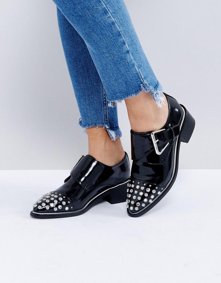 Asos Macadamia Embellished Flat Shoes - Black