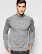 Selected Homme Silk Mix Roll Neck Sweater - Gray