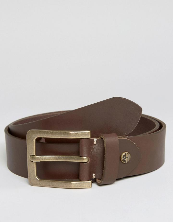 Timberland Leather Belt With Stud Detail Brown - Brown
