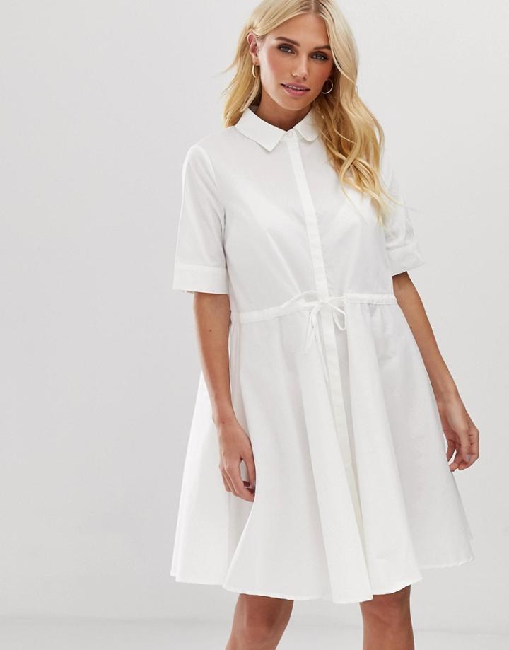 Y.a.s Tie Waist Shirt Dress-white