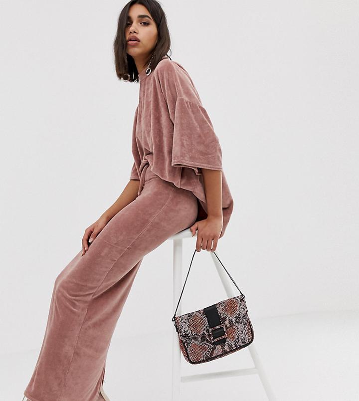 Missguided Co-ordvelvet Tie Front Midi Skirt In Pink - Pink