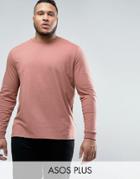 Asos Plus Longline Long Sleeve T-shirt In Pink - Pink