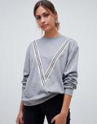 Moves By Minimum Sporty Stripe Sweatshirt - Gray