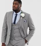 Asos Design Plus Wedding Super Skinny Suit Jacket In Micro Gray Houndstooth - Gray