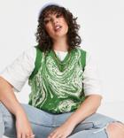 Daisy Street Plus Relaxed Sweater Vest In Green Marble - Part Of A Set