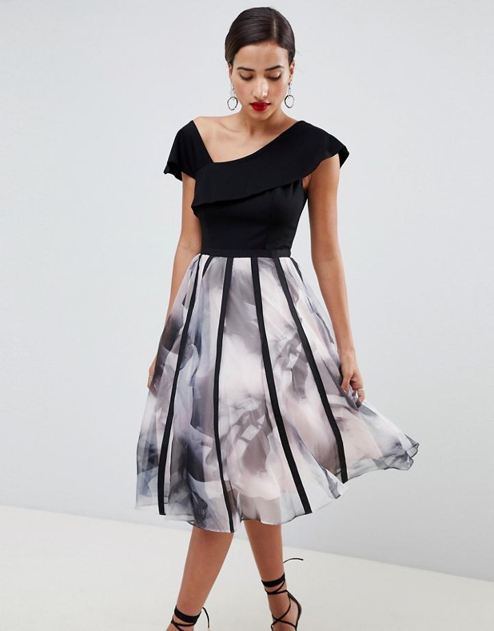 Coast Maude Printed Organza Volume Dress - Black