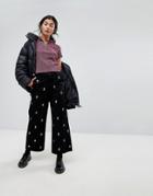 Lazy Oaf Wide Leg Jeans With All Over Skull Embroidery - Black