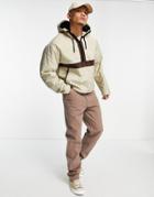 Asos Design Oversized Quilted Overhead Jacket In Ecru-neutral
