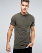Asos Longline Muscle Polo Shirt In Green - Green