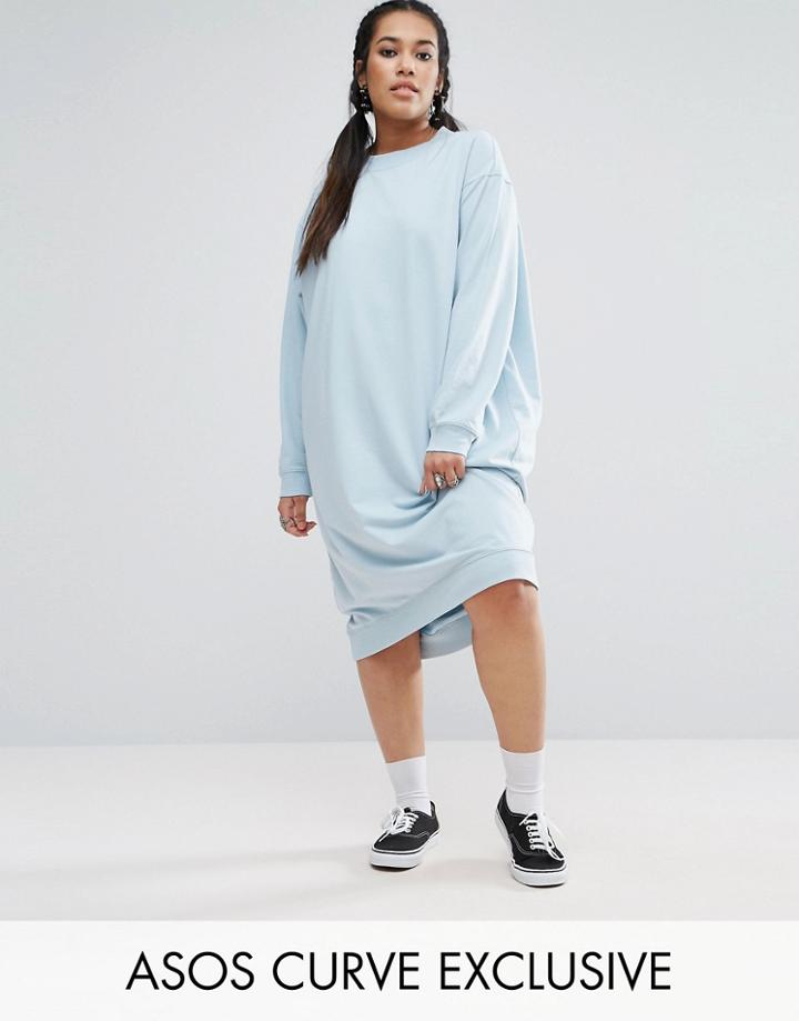 Asos Curve Sweat Dress - Blue