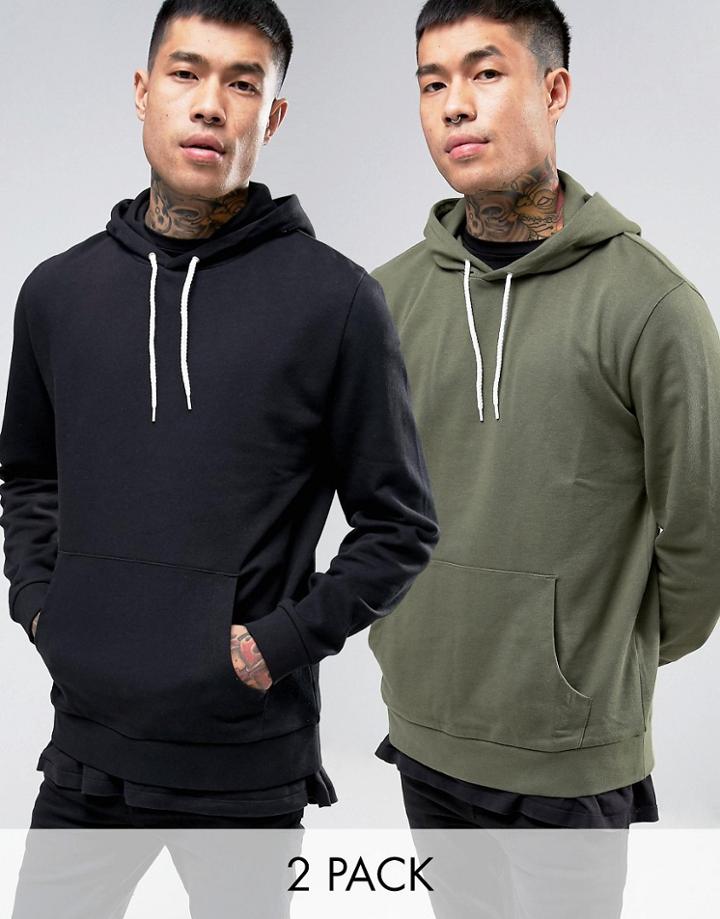 Asos Hoodie 2 Pack Black/khaki Save - Multi