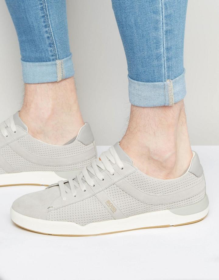 Boss Orange Perf Suede Sneakers - Gray