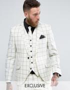 Heart & Dagger Skinny Blazer In Wool Check - White