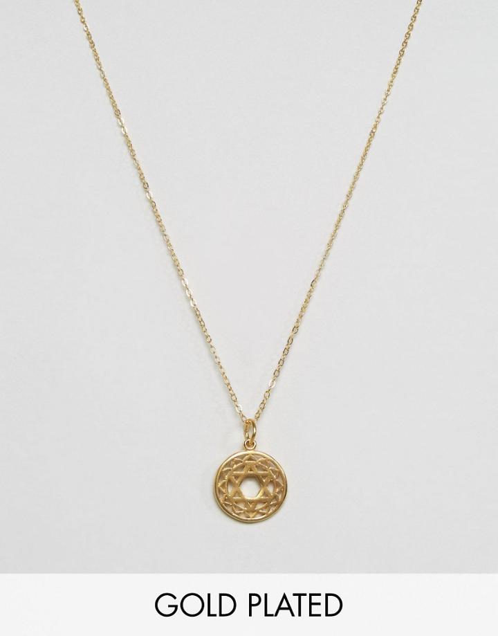 Ottoman Hands Heart Chakra Pendant Necklace - Gold