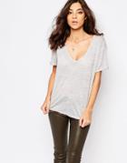 Supertrash Trivia Slubby V-neck T-shirt - Light Gray Slub