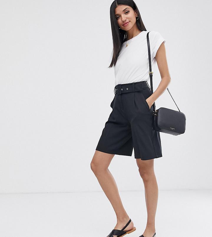 Vero Moda Tall Aware Belted Tailored City Shorts - Black