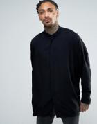 Asos Oversized Viscose Shirt With Dropped Shoulder In Black - Black