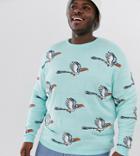 Disney The Lion King X Asos Design Plus Relaxed Sweater In Zazu Knit - Blue