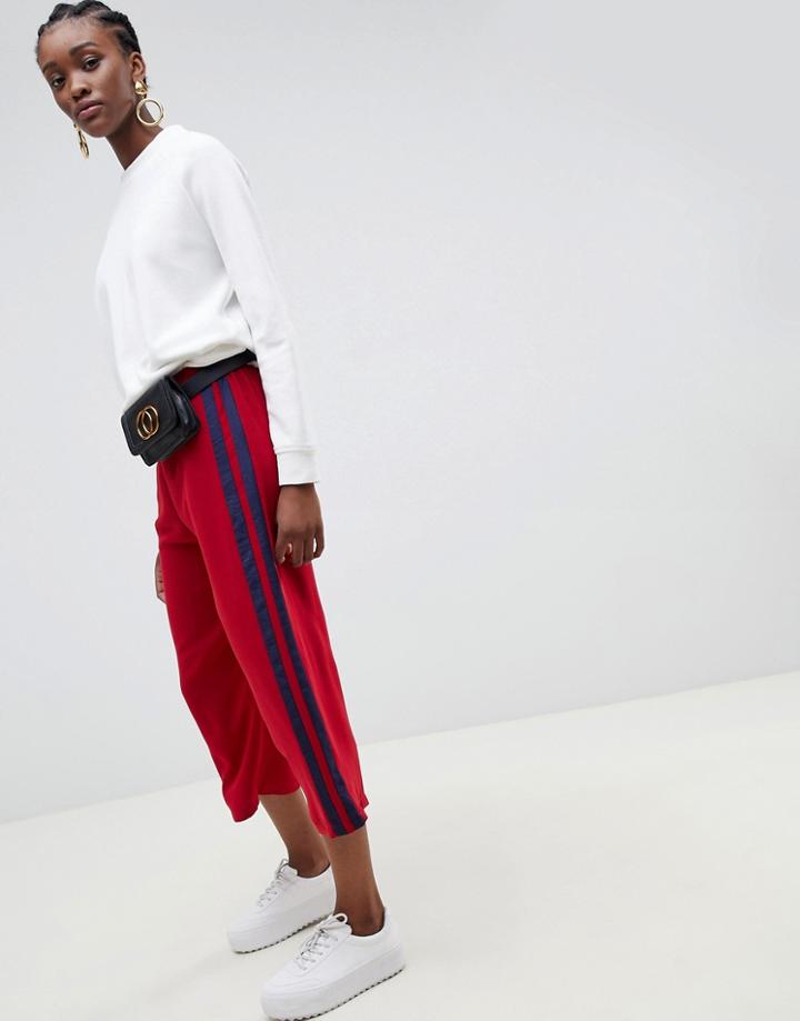 Asos Design Culottes With Side Stripe-red
