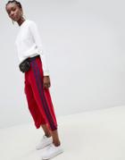 Asos Design Culottes With Side Stripe-red