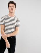 Selected Homme T-shirt With Mixed Stripe - Beige