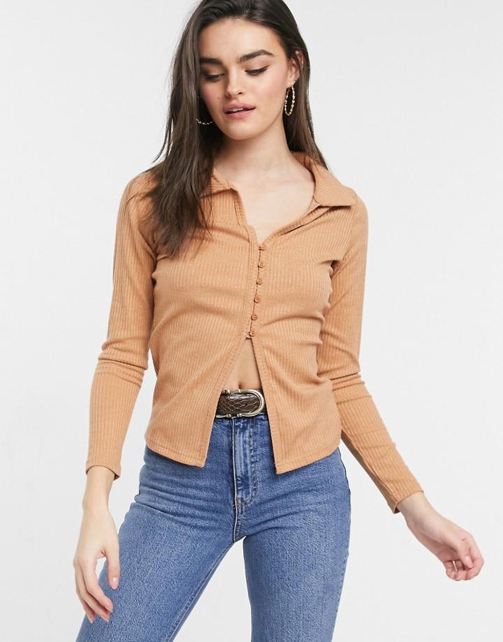 Fashion Union Cropped Cardigan Set In Space Knit-brown