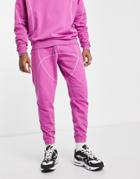 Asos Design Straight Leg Sweatpants With Contrast Stitching In Purple - Part Of A Set