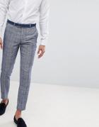 Moss London Wedding Skinny Suit Pants In Blue Fleck Check - Blue