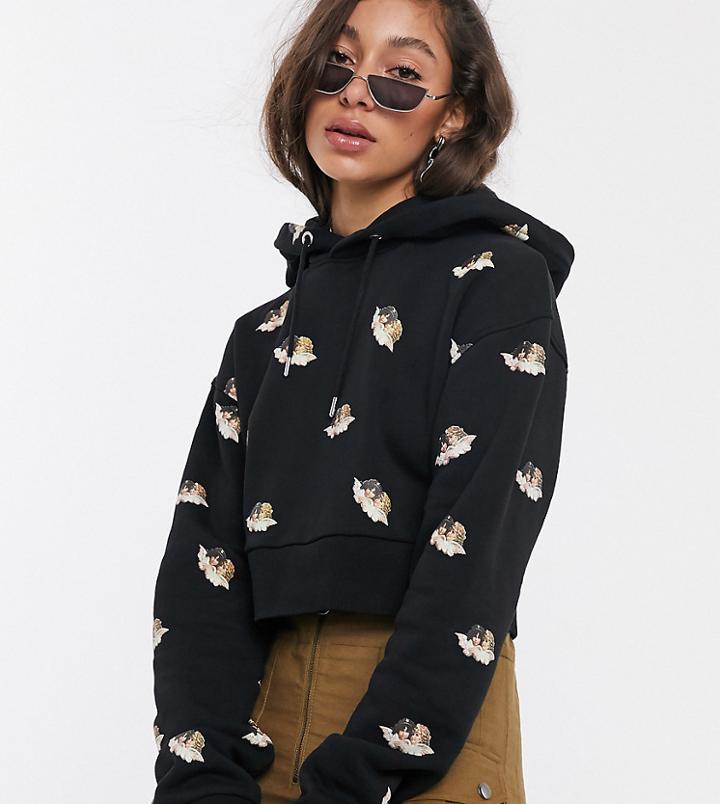 Fiorucci All Over Angel Print Cropped Hoodie