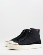 Levi's Squire Suede Mix Hi-top Sneakers With Red Tab In Black