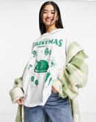 Asos Design Christmas Oversized Ultimate Christmas Dinner T-shirt In White