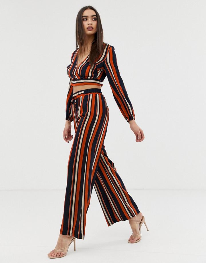 Outrageous Fortune Wide Leg Pants Coord In Stripe Print - Multi