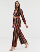 Outrageous Fortune Wide Leg Pants Coord In Stripe Print - Multi