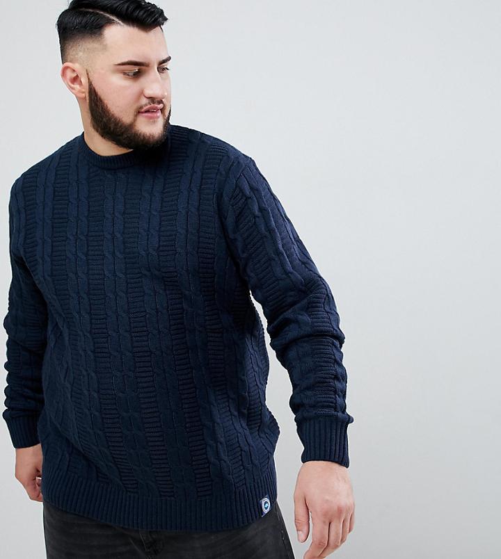 Badrhino Big Cable Knitted Sweater In Navy - Navy