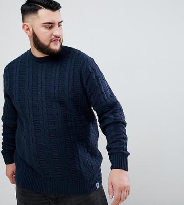 Badrhino Big Cable Knitted Sweater In Navy - Navy