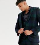 Twisted Tailor Tall Super Skinny Fit Suit Jacket In Wide Green Check