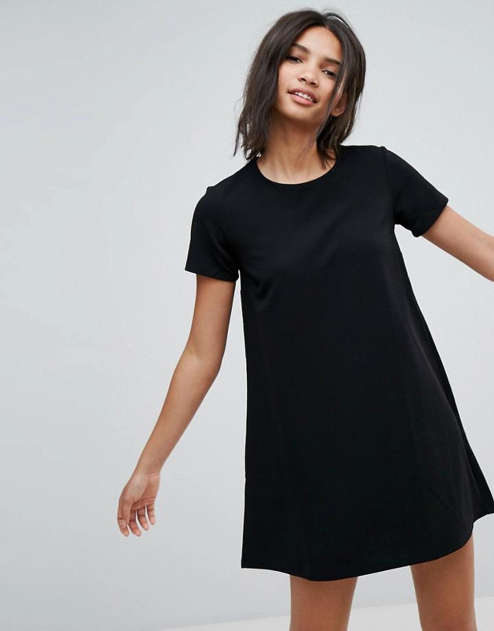 Stradivarius Short Sleeve Shift Dress - Black